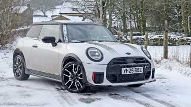 MINI John Cooper Works - front angled in the snow