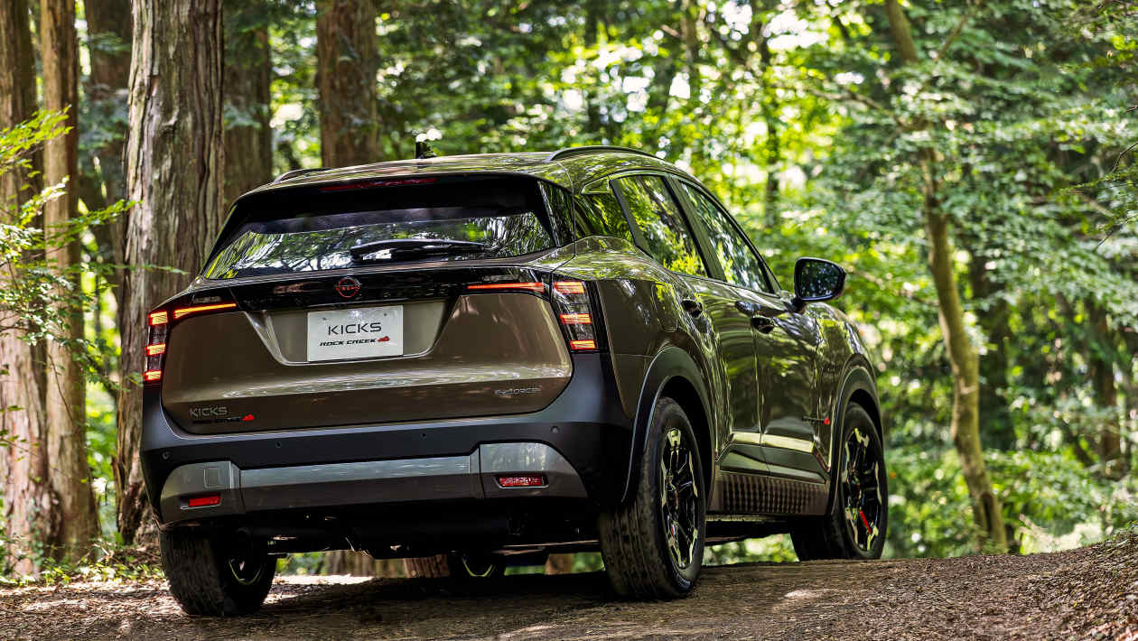 New Nissan Kicks Rock Creek rear tracking shot on the open highway