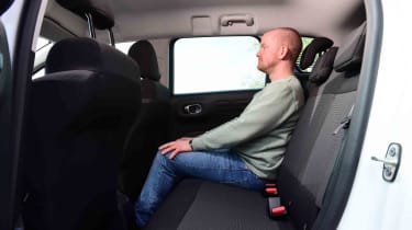 Citroen C3 Aircross You! - rear seat room with Chief reviewer, Alex Ingram