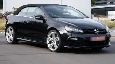 VW Golf R cabriolet front three quarters action