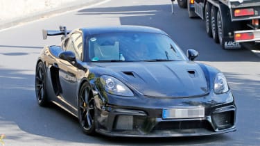 Porsche Cayman GT4 RS spy shots front