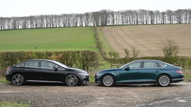 Mercedes EQE and Genesis Electrified G80 - face-to-face static