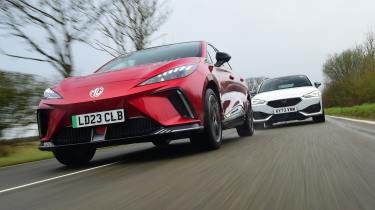 MG4 Xpower and Cupra Leon - front tracking