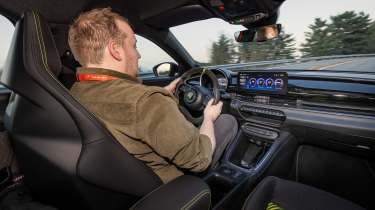 Ellis Hyde driving the Abarth 600e