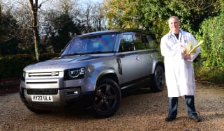 Land Rover Defender long-termer - Steve Fowler in doctor&#039;s white overcoat