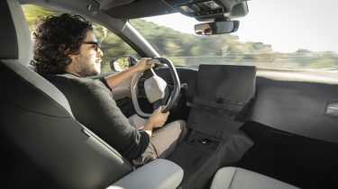 Jordan Katsianis driving the Volkswagen ID. Polo prototype