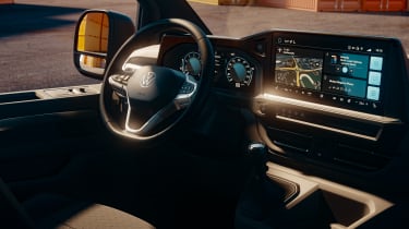Volkswagen Transporter - steering wheel and infotainment screen