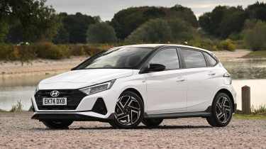 Hyundai i20 being driven in the UK - front static 