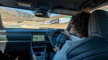 Lexus LBX Morizo RR - interior, car being driven by Auto Express senior staff writer Jordan Katsianis