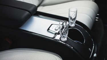 Bentley Bentayga EWB Mulliner - rear centre console with glassware