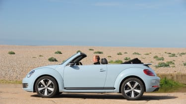 VW Beetle Cabriolet roof down