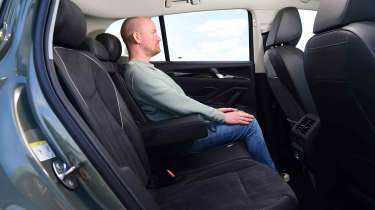 Volkswagen Tiguan - rear seat with Chief reviewer, Alex Ingram