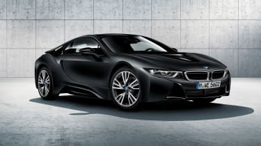 BMW i8 protonic frozen black front quarter