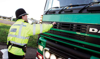 Policeman and lorry