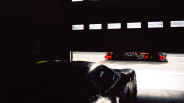 Mercedes-AMG GT Track Sport teaser - garage door teaser