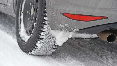 Winter tyre test - snow close-up