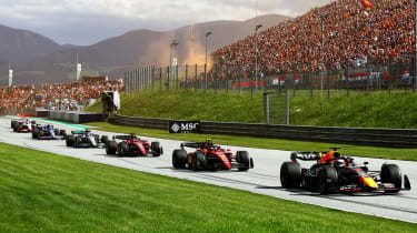 Formula 1 cars on track