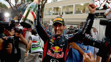 Mark Webber celebrates