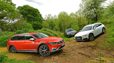 volkswagen passat alltrack vs audi a4 allroad vs subaru outback pictures auto express volkswagen passat alltrack vs audi a4