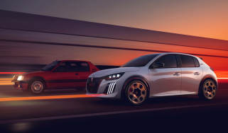 New Peugeot E-208 GTi and 205 GTi - front action