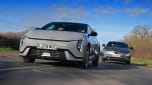 Kia EV4 and Renault Megane - front tracking 