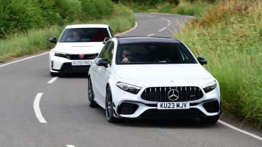 Mercedes-AMG A45 S and Honda Civic Type R - front cornering