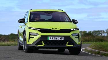 New Skoda Elroq vRS UK - front cornering 