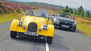 Morgan Plus Four and BMW Z4 - front tracking