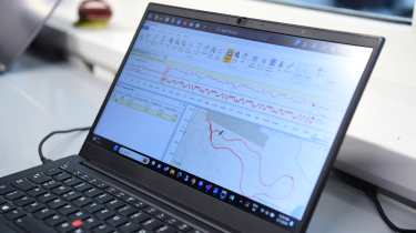 Winter tyre testing results displayed on laptop screen