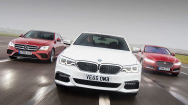 BMW 5 Series vs Mercedes E-Class vs Jaguar XF - group header