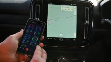 Volvo EC40 infotainment system undergoing testing