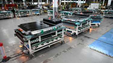 Renault battery cells on trolleys