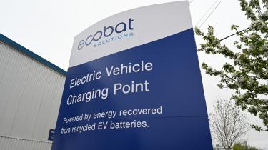 Battery recycling process - Ecobat facility sign