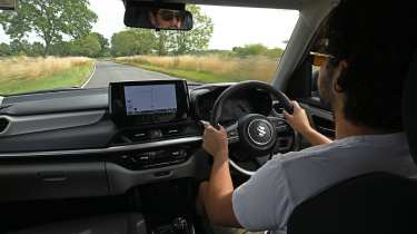 New Suzuki Swift Allgrip - interior, car being driven by Auto Express senior staff writer Jordan Katsianis