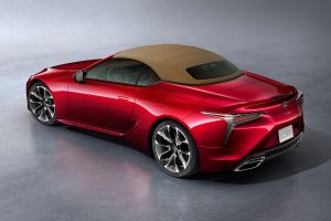 Lexus LC Convertible - red roof up above