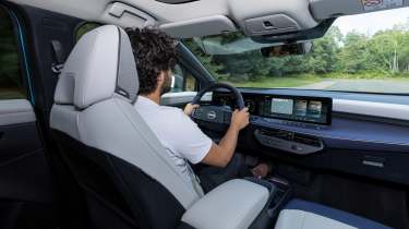Jordan Katsianis driving the Nissan Leaf