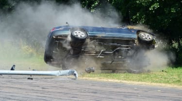 Car rolling crash