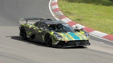 New Aston Martin Valhalla AMR testing on track - front cornering 