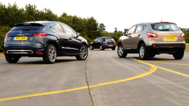 Citroen DS4, Volkswagen Golf and Nissan Qashqai