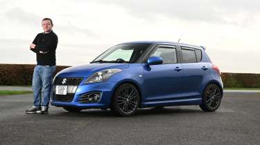Auto Express senior content editor Shane Wilkinson and his Suzuki Swift Sport