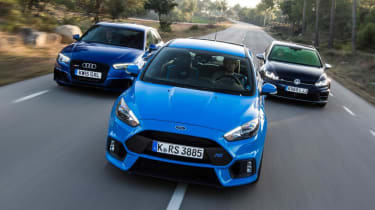 Ford Focus RS vs Audi RS3 vs Volkswagen Golf R