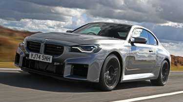 New BMW M2 being driven in the UK - front tracking