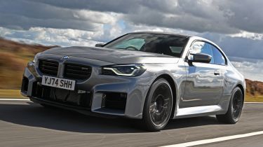 New BMW M2 being driven in the UK - front tracking