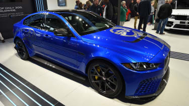 Jaguar XE SV Project 8 - blue Goodwood side/front