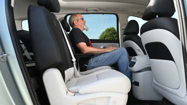 Auto Express senior test editor Dean Gibson sitting in the Hyundai Ioniq 9&#039;s middle seat