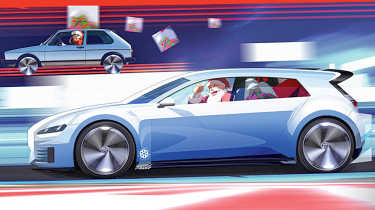 Modern Volkswagen Golf Santa&#039;s sleigh