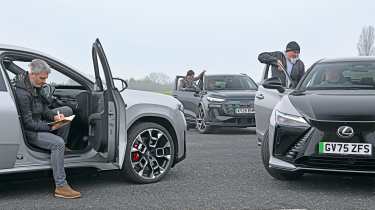 Premium electric SUV supertest - BMW, Audi and Lexus doors open