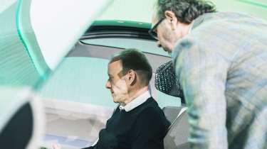 Skoda Vision O concept - Phil looking at dashboard