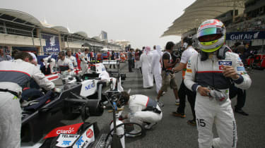 Sergio Perez on the grid