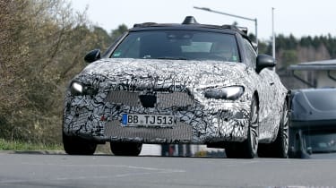 Mercedes CLE spy shot front driving